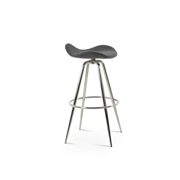 Soho Concept Falcon Max Swivel Barstools - Stylish Camira Blazer Wool Fabric, 10-year Warranty, Modern Design Dark Grey Steel Tubular Legs Black ,S.Steel ,Walnut Finish Soho-concept-dining-chair-08529