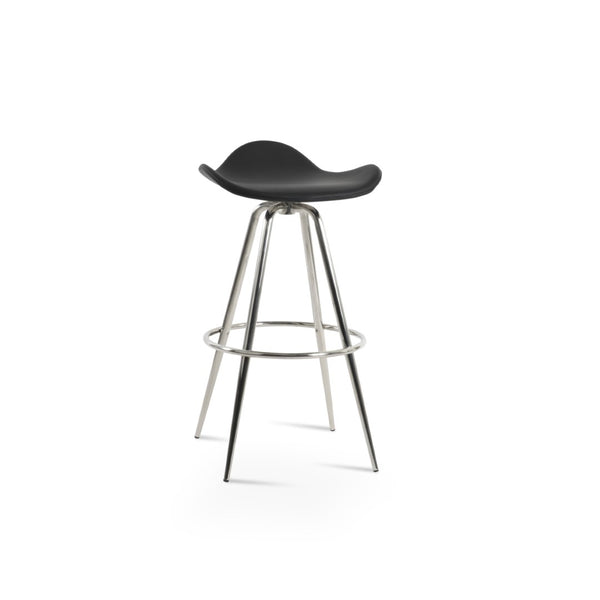 Soho Concept Falcon Max Swivel Barstools & Counterstools - Ergonomic Design, Italian Ppm, 5-10 Year Guarantees! Black Steel Tubular Legs Black ,S.Steel ,Walnut Finish Soho-concept-dining-chair-08528