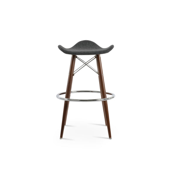 Soho Concept Falcon Mw Barstools - Stylish Memory Swivel Design In Camira Blazer Wool, 10-year Guarantee, Walnut Walnut,Dark Grey  Soho-concept-dining-chair-06829
