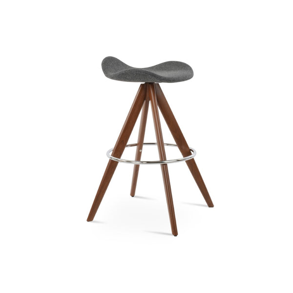 Soho Concept Falcon Pyramid Barstools – Luxurious Wool Upholstery, Elegant Wood Design, 10-year Guarantee, 250 Lbs Walnut,Dark Grey  Soho-concept-dining-chair-08586