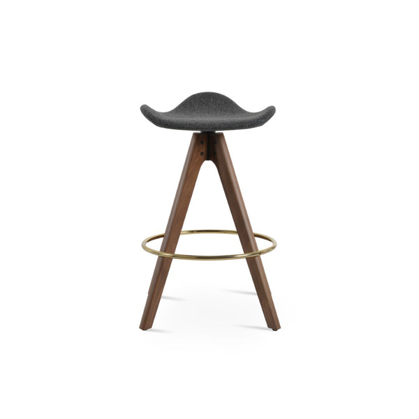 Soho Concept Falcon Pyramid Barstools – Luxurious Wool Upholstery, Elegant Wood Design, 10-year Guarantee, 250 Lbs Walnut,Brass,Dark Grey  Soho-concept-dining-chair-08576