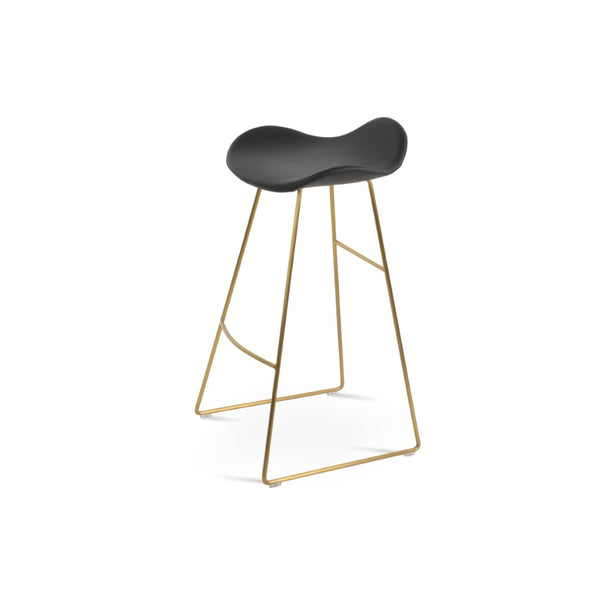 Soho Concept Cattelan Wire Barstools & Counterstools - Solid Walnut Seats, Stylish Metal Bases For Modern Decor Brass,Black  Soho-concept-dining-chair-08589