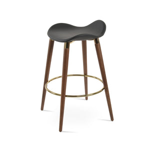 Soho Concept Gazel Arm Wood Bar And Counter Stools - Stylish, Durable Leatherette, 2-year Guarantee, 350 Lbs Cap. Black,Walnut,Gold  Soho-concept-dining-chair-08595