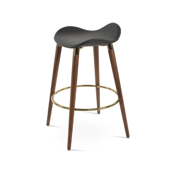 Soho Concept Gazel Arm Wood Bar And Counter Stools - Stylish, Durable Leatherette, 2-year Guarantee, 350 Lbs Cap. Black,Walnut,Gold  Soho-concept-dining-chair-08595