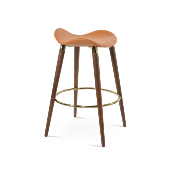 Soho Concept Falcon Gz-wood Counter Barstools - Stylish Walnut Finish With Gold Footrest & Premium Fabric Comfort Walnut,Gold  Soho-concept-dining-chair-08596