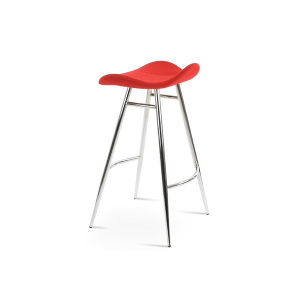 Soho Concept Falcon Galata Barstools & Counterstools - Ergonomic Design, Luxurious Camira Wool, 10-year Guarantee Chrome,Red Steel Tubular Legs Soho-concept-dining-chair-08436