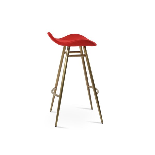 Soho Concept Falcon Galata Barstools & Counterstools - Ergonomic Design, Luxurious Camira Wool, 10-year Guarantee Brass,Red Steel Tubular Legs Soho-concept-dining-chair-08434