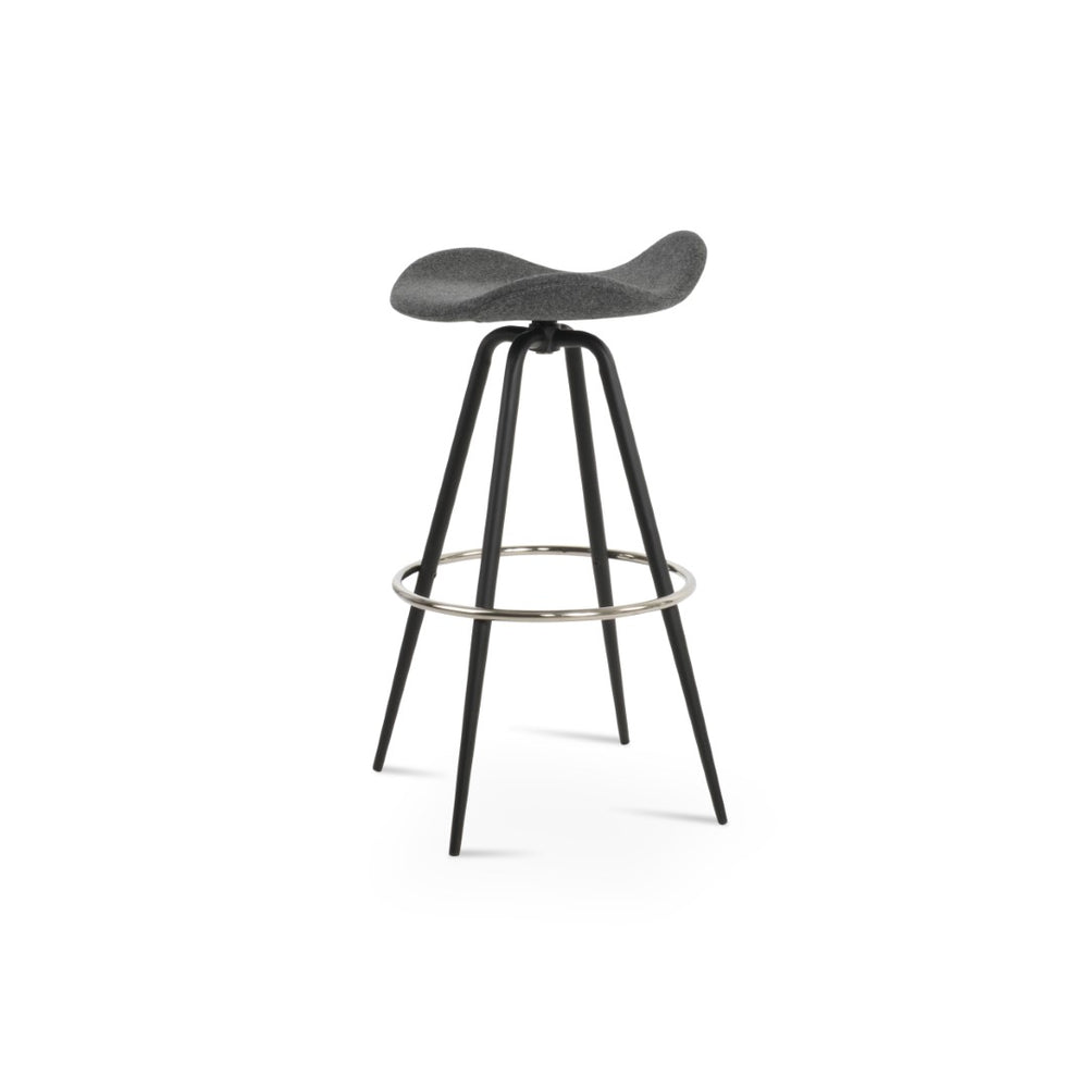 Soho Concept Falcon Max Swivel Barstools - Stylish Camira Blazer Wool Fabric, 10-year Warranty, Modern Design Dark Grey Steel Tubular Legs Black ,S.Steel ,Walnut Finish Soho-concept-dining-chair-08529