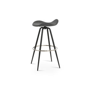 Soho Concept Falcon Max Swivel Barstools - Stylish Camira Blazer Wool Fabric, 10-year Warranty, Modern Design Black,Dark Grey Steel Tubular Legs Black ,S.Steel ,Walnut Finish Soho-concept-dining-chair-08440