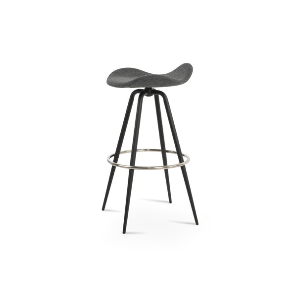 Soho Concept Falcon Max Swivel Barstools - Stylish Camira Blazer Wool Fabric, 10-year Warranty, Modern Design Black,Dark Grey Steel Tubular Legs Black ,S.Steel ,Walnut Finish Soho-concept-dining-chair-08440