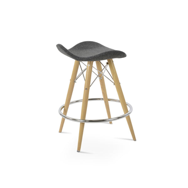 Soho Concept Falcon Mw Barstools - Stylish Memory Swivel Design In Camira Blazer Wool, 10-year Guarantee, Walnut Natural,Dark Grey  Soho-concept-dining-chair-08444