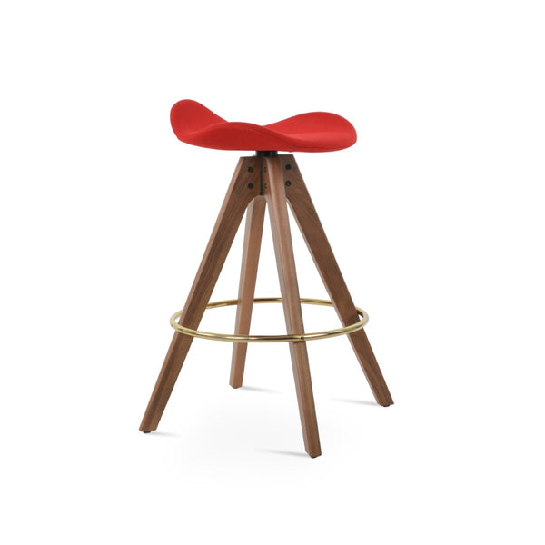 Soho Concept Falcon Pyramid Barstools – Luxurious Wool Upholstery, Elegant Wood Design, 10-year Guarantee, 250 Lbs Walnut,Gold,Red  Soho-concept-dining-chair-08474