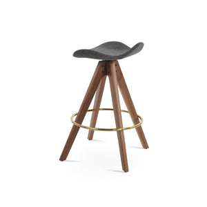 Soho Concept Falcon Pyramid Barstools – Luxurious Wool Upholstery, Elegant Wood Design, 10-year Guarantee, 250 Lbs Walnut,Gold,Dark Grey  Soho-concept-dining-chair-08472