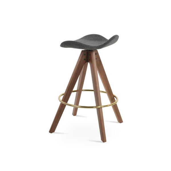 Soho Concept Falcon Pyramid Barstools – Luxurious Wool Upholstery, Elegant Wood Design, 10-year Guarantee, 250 Lbs Walnut,Gold,Dark Grey  Soho-concept-dining-chair-08472
