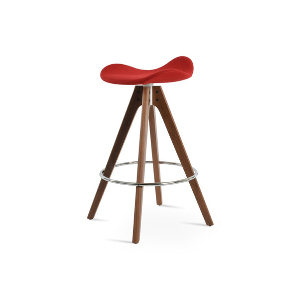 Soho Concept Falcon Pyramid Barstools – Luxurious Wool Upholstery, Elegant Wood Design, 10-year Guarantee, 250 Lbs Walnut,Red  Soho-concept-dining-chair-08480