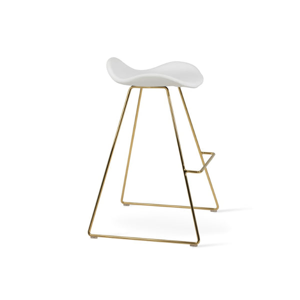 Soho Concept Cattelan Wire Barstools & Counterstools - Solid Walnut Seats, Stylish Metal Bases For Modern Decor Gold,White  Soho-concept-dining-chair-08486