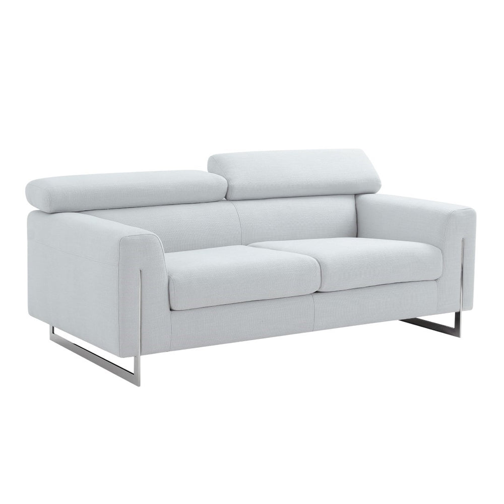 Pasargad Home Noho Serena Modern Loveseat - Adjustable Headrests For Ultimate Comfort & Style Silver Poly Fabric Pzw-2027w-2