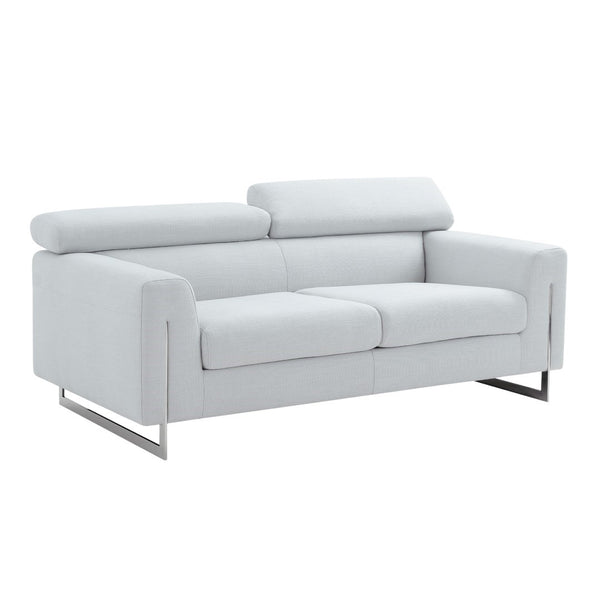 Pasargad Home Noho Serena Modern Loveseat - Adjustable Headrests For Ultimate Comfort & Style Silver Poly Fabric Pzw-2027w-2