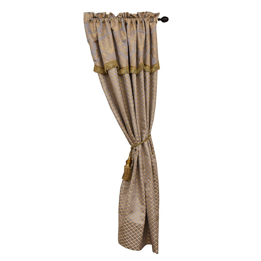 Hiend Accents Matching Luxurious Satin Light Blue Curtain - Elevate Your Space With Timeless French Elegance Light Blue And Gold 100% Polyester Fb1008c