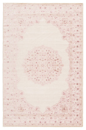 Jaipur Living Fables Malo Fb123 Powerloomed Machinemade 58% Acrylic 33% Rayon 9% Polyester Traditional Medallion Indoor Rug Pink, White 58% Acrylic 33% Rayon 9% Polyester Rug139836