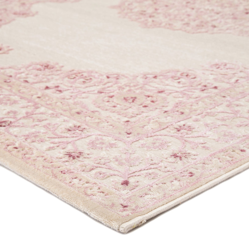 Jaipur Living Fables Malo Fb123 Powerloomed Machinemade 58% Acrylic 33% Rayon 9% Polyester Traditional Medallion Indoor Rug Pink, White 58% Acrylic 33% Rayon 9% Polyester Rug139836