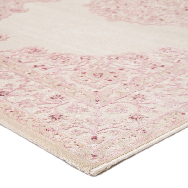Jaipur Living Fables Malo Fb123 Powerloomed Machinemade 58% Acrylic 33% Rayon 9% Polyester Traditional Medallion Indoor Rug Pink, White 58% Acrylic 33% Rayon 9% Polyester Rug139836