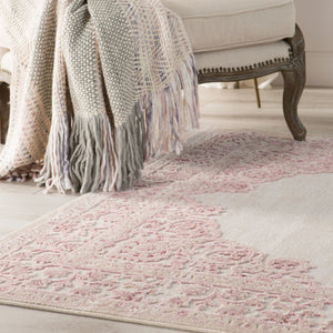 Jaipur Living Fables Malo Fb123 Powerloomed Machinemade 58% Acrylic 33% Rayon 9% Polyester Traditional Medallion Indoor Rug Pink, White 58% Acrylic 33% Rayon 9% Polyester Rug139836