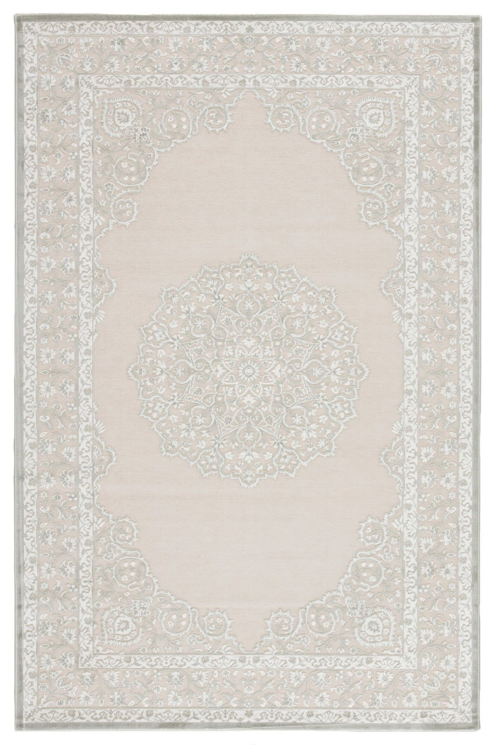Jaipur Living Fables Malo Fb124 Powerloomed Machinemade 59% Acrylic 32% Rayon 9% Polyester Traditional Medallion Indoor Rug Gray, White 59% Acrylic 32% Rayon 9% Polyester Rug134220