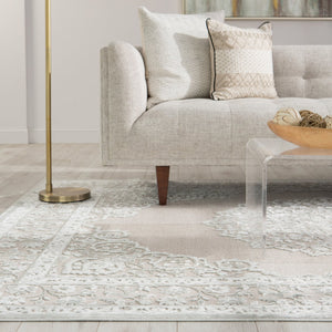 Jaipur Living Fables Malo Fb124 Powerloomed Machinemade 59% Acrylic 32% Rayon 9% Polyester Traditional Medallion Indoor Rug Gray, White 59% Acrylic 32% Rayon 9% Polyester Rug134220