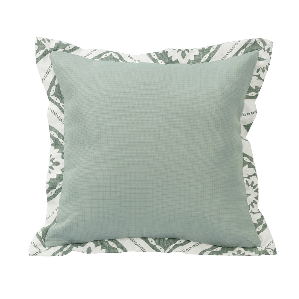 Hiend Accents Belmont Textured Fabric Flanged Pillow With Chic Graphic Print For Stylish Home Decor Enhancement Green Shell, 100% Polyester. Fill, 100% Waterfowl Feathers Fb1611p1