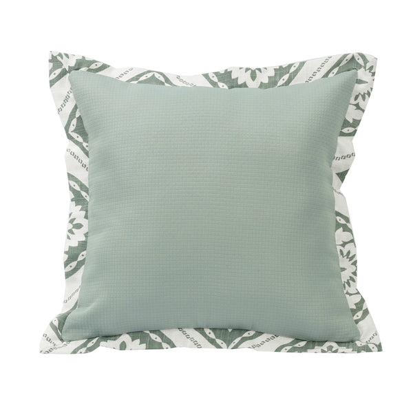 Hiend Accents Belmont Textured Fabric Flanged Pillow With Chic Graphic Print For Stylish Home Decor Enhancement Green Shell, 100% Polyester. Fill, 100% Waterfowl Feathers Fb1611p1