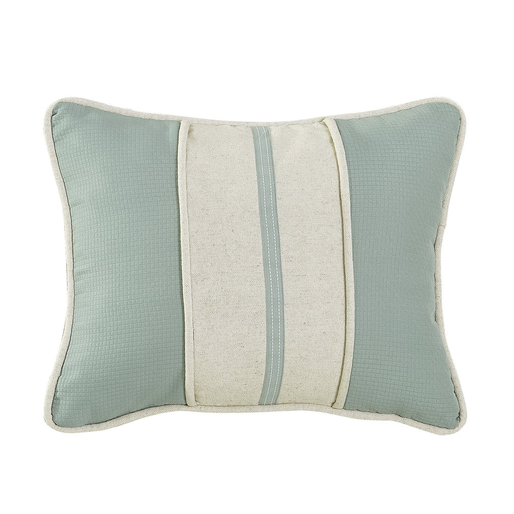Hiend Accents Belmont Textured Fabric Striped Pillow - Chic Casual Decor With Luxurious Feather Filling For Comfort Green,White Shell, 15% Cotton,85% Polyester. Fill, 100% Waterfowl Feathers Fb1611p5