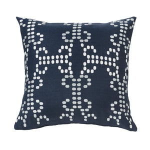 Hiend Accents Navy Linen Embroidered Pillow For Elegant Home Decor - Chic Accent For Sofas, Chairs, And Beds White,Navy Shell, 100% Polyester. Fill, 100% Waterfowl Feathers Fb1711p1