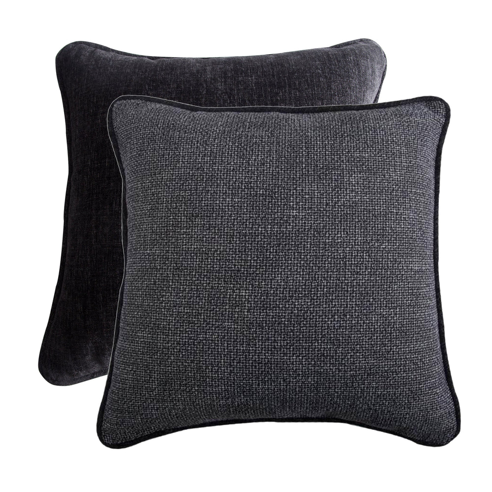 Hiend Accents Hamilton Reversible Euro Sham - Luxurious Chenille For Stylish Bedding, Soft Comfort & Versatile Design Black,Gray 100% Polyester Fb1713e1