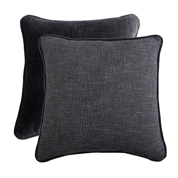 Hiend Accents Hamilton Reversible Euro Sham - Luxurious Chenille For Stylish Bedding, Soft Comfort & Versatile Design Black,Gray 100% Polyester Fb1713e1