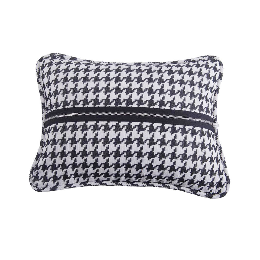 Hiend Accents Hamilton Houndstooth Pillow With Modern Zipper Detail – Chic Elegance For Stylish Living Spaces White,Gray Shell, 65% Cotton,35% Polyester,Fill, 100% Waterfowl Feathers Fb1713p3