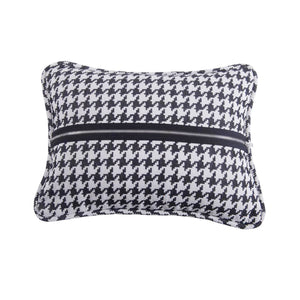 Hiend Accents Hamilton Houndstooth Pillow With Modern Zipper Detail – Chic Elegance For Stylish Living Spaces White,Gray Shell, 65% Cotton,35% Polyester,Fill, 100% Waterfowl Feathers Fb1713p3