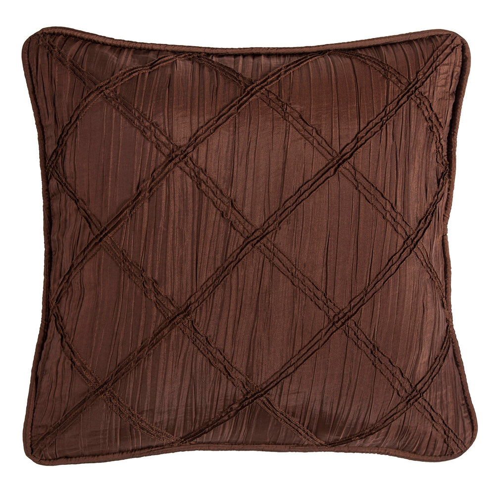 Hiend Accents Batiste Exquisite Rouching Pillow - Luxurious Chocolate Taffeta With Elegant Diamond Pattern Design Brown Shell, 100% Polyester,Filling, 100% Waterfowl Feathers Fb1714p6