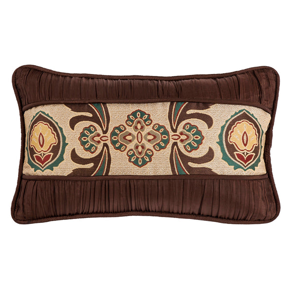 Hiend Accents Loretta Exquisite Rouching Detailed Pillow - Elevate Home Decor With Luxurious Comfort And Style Brown,Tan Shell, 100% Polyester,Filling, 100% Waterfowl Feathers Fb1714p8
