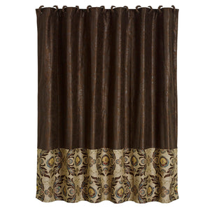 Hiend Accents Loretta Faux Tooled Leather Shower Curtain - Elevate Your Bathroom With Luxurious Style And Elegance  100% Polyester Fb1714sc