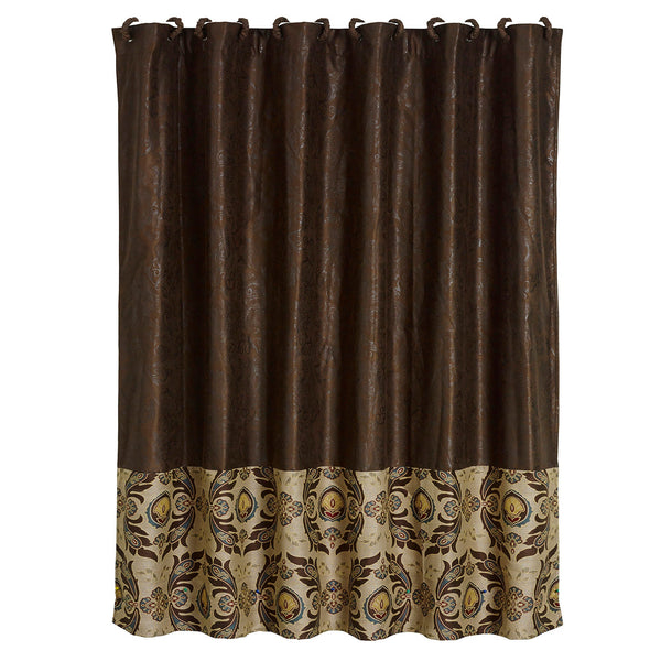 Hiend Accents Loretta Faux Tooled Leather Shower Curtain - Elevate Your Bathroom With Luxurious Style And Elegance  100% Polyester Fb1714sc