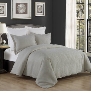 Hiend Accents Matelassé Duvet Cover Set - 3 Piece Elegant Ensemble For Year-round Comfort And Stylish Decor Gray Duvet Cover, Face, 68% Cotton,32% Polyester,Back, 100% Cotton. Fb1755-sk-gy