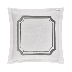 Hiend Accents Velvet Euro Sham From Madison Collection - Luxurious Embroidery & Flanged Edges For Chic Decor White,Gray 100% Polyester Fb1755es-os-gy