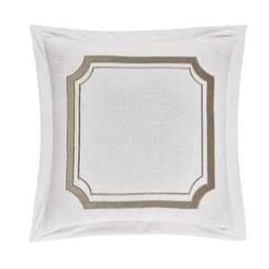 Hiend Accents Velvet Euro Sham From Madison Collection - Luxurious Embroidery & Flanged Edges For Chic Decor White,Oatmeal 100% Polyester Fb1755es-os-om