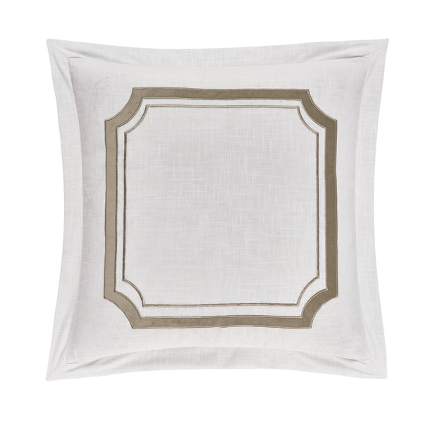 Hiend Accents Velvet Euro Sham From Madison Collection - Luxurious Embroidery & Flanged Edges For Chic Decor White,Oatmeal 100% Polyester Fb1755es-os-om