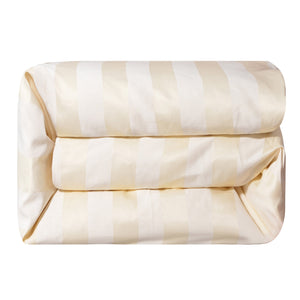 Hiend Accents Hollywood Cabana Stripe Duvet Cover - Luxurious Cotton Blend Design For Timeless Elegance In Bedrooms White,Cream Face, 75% Cotton,25% Polyester,Back, 100% Cotton Fb1774du-sq-oc