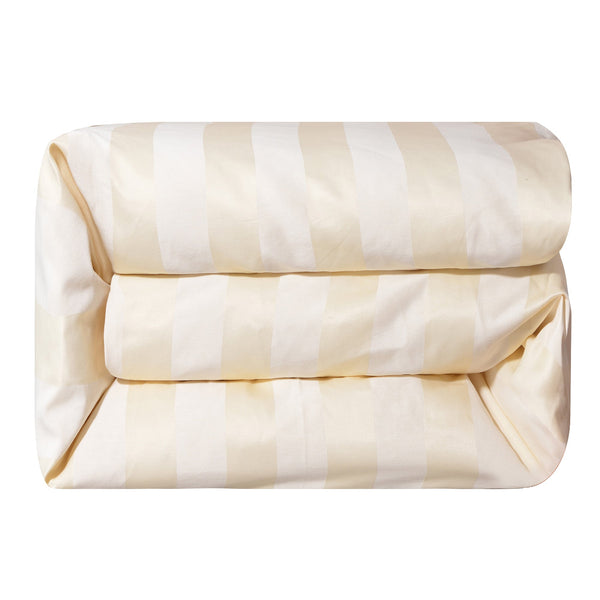 Hiend Accents Hollywood Cabana Stripe Duvet Cover - Luxurious Cotton Blend Design For Timeless Elegance In Bedrooms White,Cream Face, 75% Cotton,25% Polyester,Back, 100% Cotton Fb1774du-sq-oc
