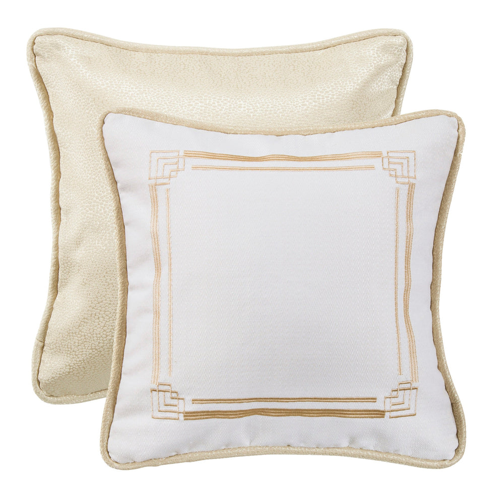 Hiend Accents Hollywood Reversible Embroidered Throw Pillow - Glamorous Chevron Design For Luxurious Home Decor White,Gold  Fb1774p1