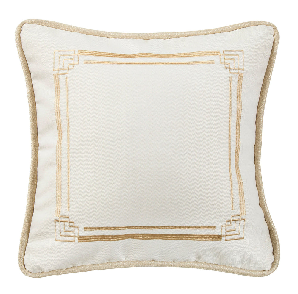 Hiend Accents Hollywood Reversible Embroidered Throw Pillow - Glamorous Chevron Design For Luxurious Home Decor White,Gold  Fb1774p1