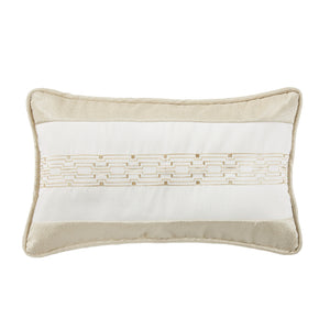 Hiend Accents Hollywood Chain Link Embroidered Lumbar Pillow - Elevate Your Home Decor With Luxurious Comfort And Style White,Cream Shell, 100% Polyester,Fill, 100% Waterfowl Feathers Fb1774p2